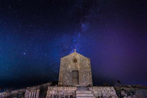 milky way photography of church outer space